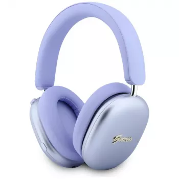 Guess GUE005825 on-ear-hovedtelefoner, Bluetooth, Metallic Effect Metal Script Logo, ENC, lilla