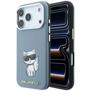 Karl Lagerfeld Smooth Choupette Sketch MagSafe-cover til iPhone 18 Pro Max / 17 Pro Max, lyseblå