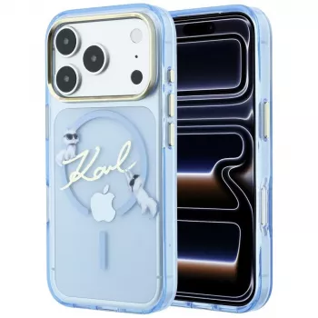 Karl Lagerfeld Script Logo MagSafe-cover til iPhone 18 Pro / 17 Pro, lyseblå