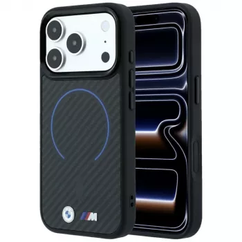 BMW M Kevlar Blue Print Ring MetalLogo MagSafe-smartphonecover til iPhone 18 Pro Max / 17 Pro Max, sort