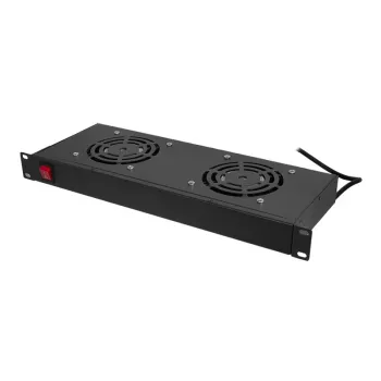 LogiLink FAU102B 19 inch-blæserenhed, 2 blæsere, med kontakt, 1HE, sort