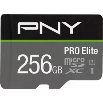 PNY PRO Elite P-SDU256V31100PRO-GE microSDXC-hukommelseskort, 256 GB, UHS-I U3, A1, V30, med SD-adapter