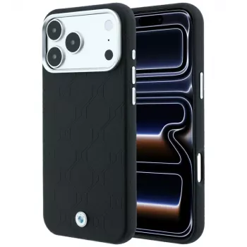 BMW BMW001220 Sign Deboss Quilted Metal Logo MagSafe-cover til iPhone 18 Pro Max / 17 Pro Max, sort