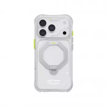 Skinarma Saturn MagSafe-cover med drejelig stander til iPhone 18 Pro / 17 Pro, Frost