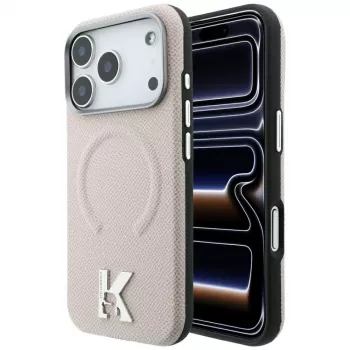 Karl Lagerfeld KF003255 Grained Embossed Ring & Kameo Logo MagSafe-cover til iPhone 18 Pro / 17 Pro, beige