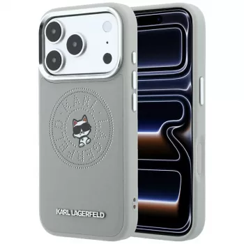 Karl Lagerfeld KF003302 Point & Choupette Sketch MagSafe case for iPhone 18 Pro Max / 17 Pro Max, grey
