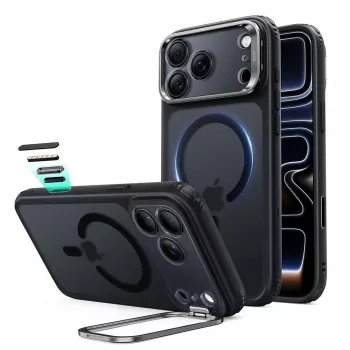 ESR Classic Hybrid Kickstand MagSafe cover til iPhone 17 Pro Max / 18 Pro Max, Frosted Black