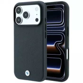 BMW Sign Kevlar Metal Logo MagSafe cover til iPhone 18 Pro Max / 17 Pro Max, antracit