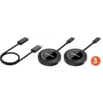 Manhattan 154598 1080p trådløst HDMI-præsentationssæt med 2 USB-C-sendermoduler, sort
