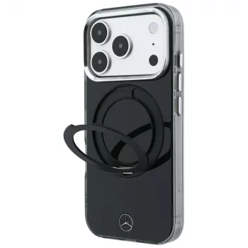 Mercedes Ring Stand Iconic Logo MagSafe-cover til iPhone 18 Pro Max / 17 Pro Max, sort