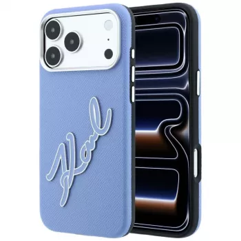 Karl Lagerfeld Smooth Big Resin Signature Logo-cover til iPhone 18 Pro Max / 17 Pro Max, blå