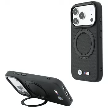 BMW BMW001325 cover til iPhone 18 Pro Max / 17 Pro Max, Kevlar ringstand 360, MagSafe, sort