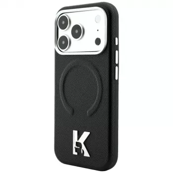 Karl Lagerfeld KF003257 Grained Embossed Ring & Kameo Logo MagSafe-cover til iPhone 18 Pro / 17 Pro, sort