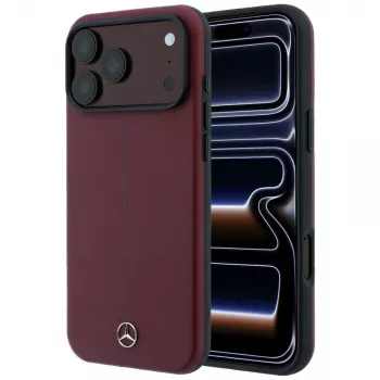 Mercedes Mer008834 Leather Semi Wrap Iconic Line MagSafe-cover til iPhone 18 Pro / 17 Pro, bordeaux