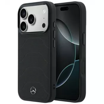 Mercedes Mer008871 Leather Mesh with Bow Line MagSafe Cover til iPhone 18 Pro / 17 Pro, sort