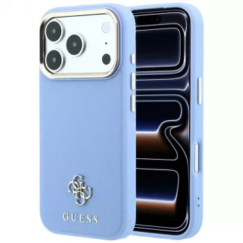 Guess GUE005538 Saffiano Small 4G & Classic Logo MagSafe-cover til iPhone 18 Pro / 17 Pro, lyseblå
