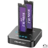 Qoltec 52633 M.2 NVMe SSD-dockingstation, PCIe, 2 x 8TB, USB-C 3.2, 10 Gb/s, offline-kloning