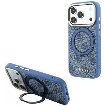 Guess GUE005696 Ring Stand 360 4G Classic Logo MagSafe-cover til iPhone 18 Pro Max / 17 Pro Max, blå