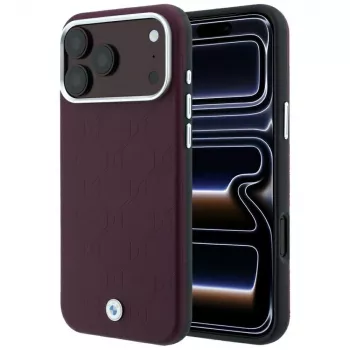 BMW BMW001224 Sign Deboss Quilted Metal Logo MagSafe-cover til iPhone 18 Pro Max / 17 Pro Max, bordeaux