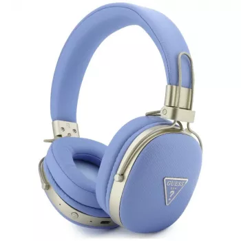 Guess Grained Triangle Gold Logo Bluetooth ENC on-ear-hovedtelefoner, blå