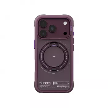 Skinarma Atlas cover med MagSafe og drejelig stander til iPhone 18 Pro / 17 Pro, bordeaux