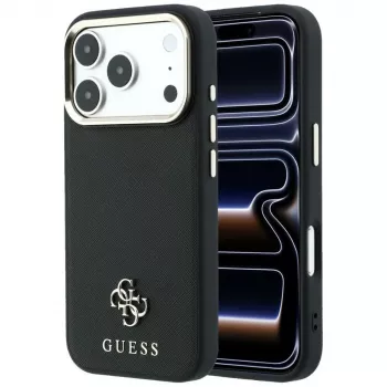 Guess Saffiano Small 4G & Classic Logo MagSafe-cover til iPhone 18 Pro / 17 Pro, sort