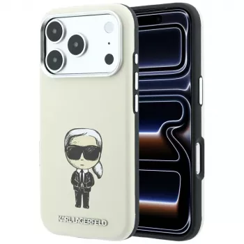 Karl Lagerfeld Smooth Ikonik Sketch MagSafe-cover til iPhone 18 Pro Max / 17 Pro Max, beige