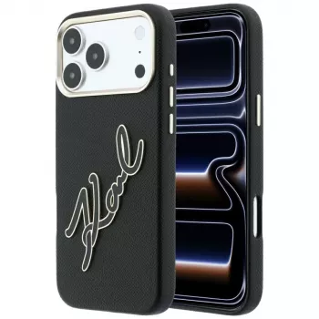 Karl Lagerfeld KF003312 Smooth Big Resin Signature Logo cover til iPhone 18 Pro Max / 17 Pro Max, sort