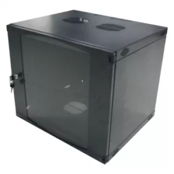 LogiLink W12F64B wall-mount server cabinet 48.30 cm (19″), one-piece, 12 U, black-grey (RAL7021), 1.2 mm steel, unassembled