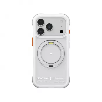 Skinarma Atlas cover med MagSafe og drejelig standfod til iPhone 18 Pro / 17 Pro, hvid