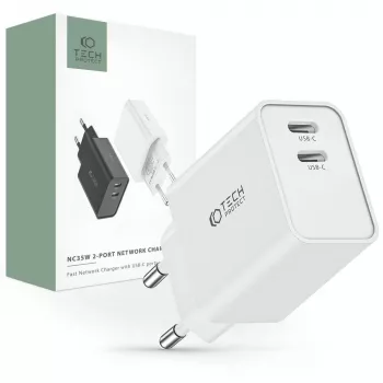 Tech-Protect C35W 2-port netværksoplader, PD 35 W, hvid