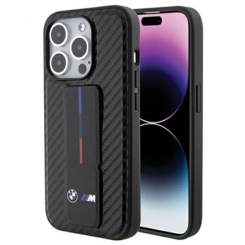 BMW BMHCP15LGSPCCK Apple iPhone 15 Pro Hardcase Grip Stand Smooth & Carbon, sort