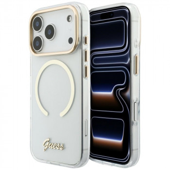 Guess IML Script Metal MagSafe-hylster til Apple iPhone 18 Pro Max / 17 Pro Max, transparent