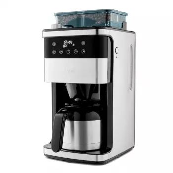 Medion MD 19911 filterkaffemaskine med kværn, termokande, 1000 W, sølv/sort