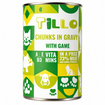 TILLO Chunks in gravy vildt vådfoder til hunde, 1250 g