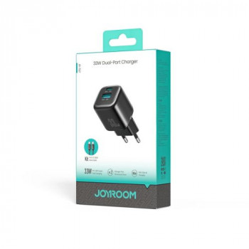 Joyroom JR-TG7 33W væglader, USB-C + USB-A, med USB-C-til-USB-C-PD-60W-kabel (1 m), sort