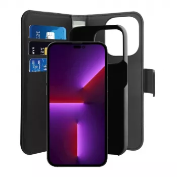 Puro Wallet Detachable MagSafe 2-i-1 cover i PU-læder med klap og wallet til iPhone 14 Pro Max, sort