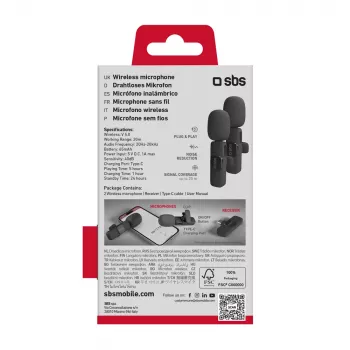 SBS lavalier-mikrofoner med USB-C-modtager (2 stk.), sort