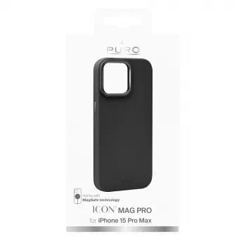 Puro Icon Mag Pro MagSafe silikonecover til Apple iPhone 15 Pro Max, sort