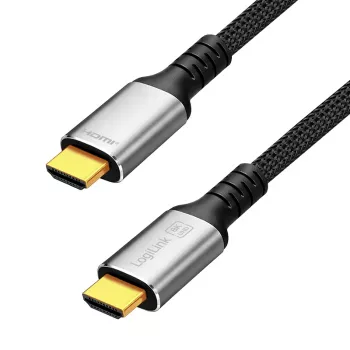 LogiLink CH0126 HDMI-kabel, A/M til A/M, 8K/60 Hz, 48 Gbps, metal, nylon, sort/grå, 10 m