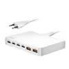 LogiLink PA0418 USB-A/C desktop-lader, 100 W, GaN, 6 porte, 2x USB-A (QC), 4x USB-C (PD), hvid
