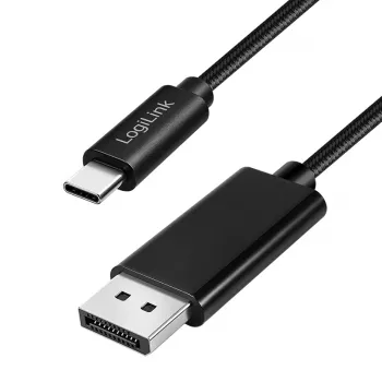 Logilink CUA0131 USB 3.2 Gen2 Type-C-kabel, C/M til DP/M, 8K/60 Hz, nylon, metal, sort, 2 m