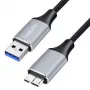 Logilink CU0290 USB 3.0-kabel, A/M til Micro-USB/M, 5 Gbps, nylon, metal, sort/sølv, 1 m
