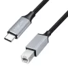 Logilink CU0516 USB 2.0 Type-C cable, C/M to B/M, 480 Mbps, nylon, metal, black/silver, 3 m
