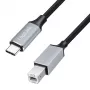 Logilink CU0516 USB 2.0 Type-C-kabel, C/M til B/M, 480 Mbps, nylon, metal, sort/sølv, 3 m
